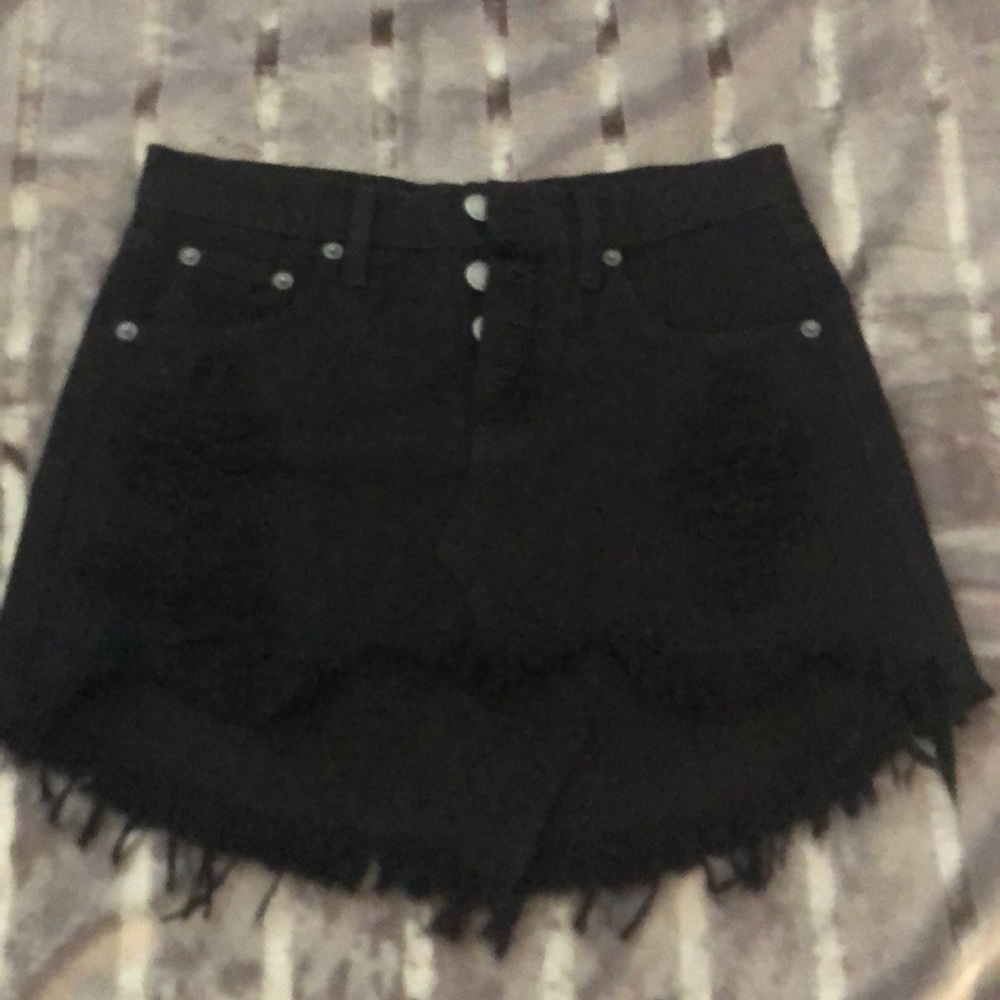 Carmar/LF black denim distressed skirt